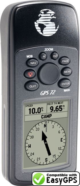 EasyGPS supports the Garmin GPS 72