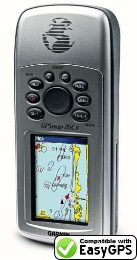 EasyGPS supports the Garmin GPSMAP 76Cx