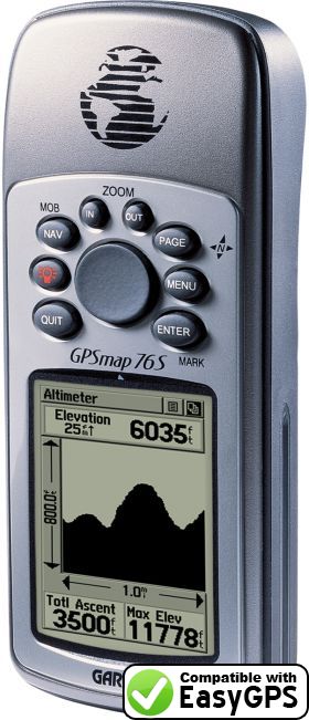 EasyGPS supports the Garmin GPSMAP 76S